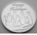 Christmas Gift "Penguin Choir" on 1 oz. .999 Silver Round!