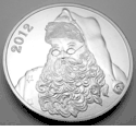 Christmas Gift "Santa Face" on 1 oz. .999 Silver Round!