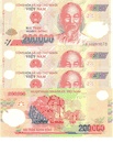 NEW VIETNAM 5 x 200,000 = 1M DONG POLYMER VIETNAMESE CURRENCY-UNC!
