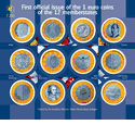 Official 1-Euro Coins-12 Countries