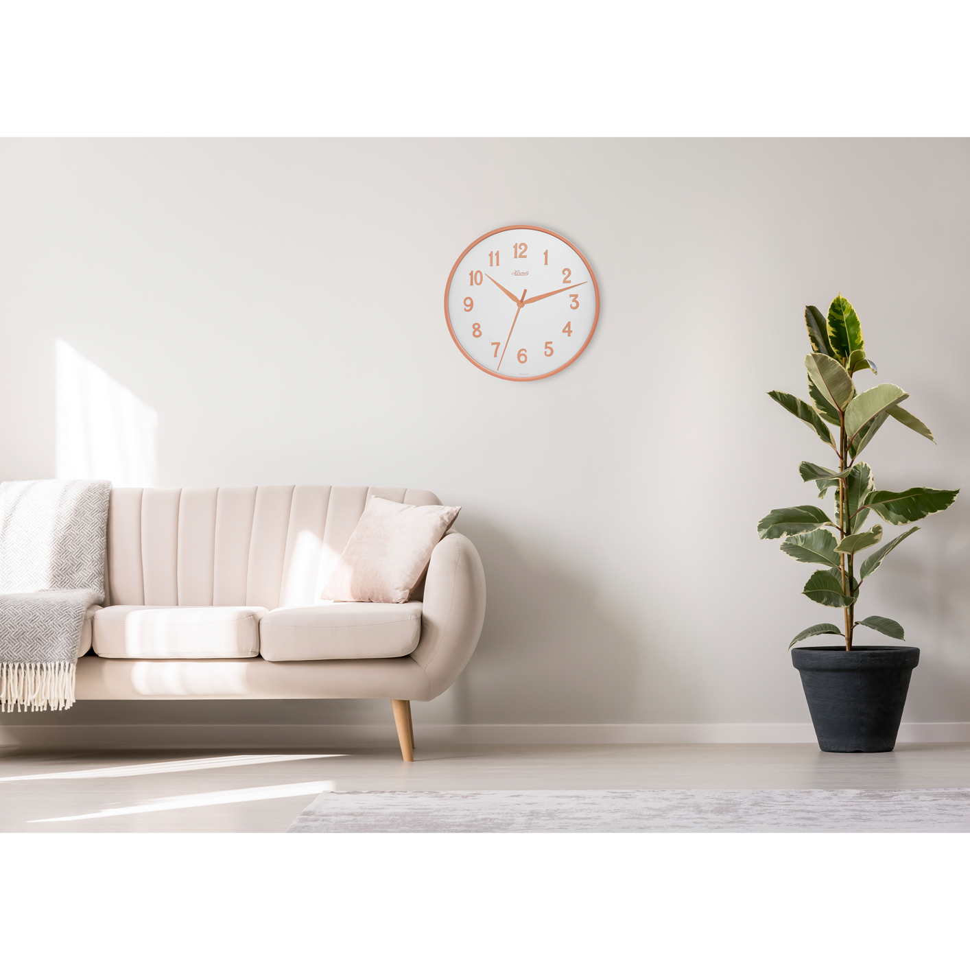 Aria Rose Gold & White Wall Clock with Arabic Numerals by Hermle 14
