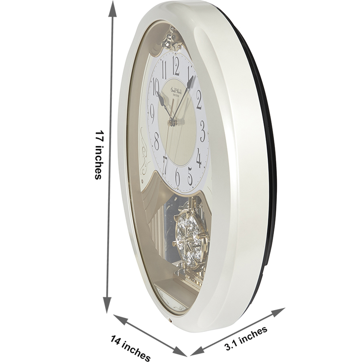 Champagne Snowflake Musical Motion Wall Clock by Rhythm 150 to 299