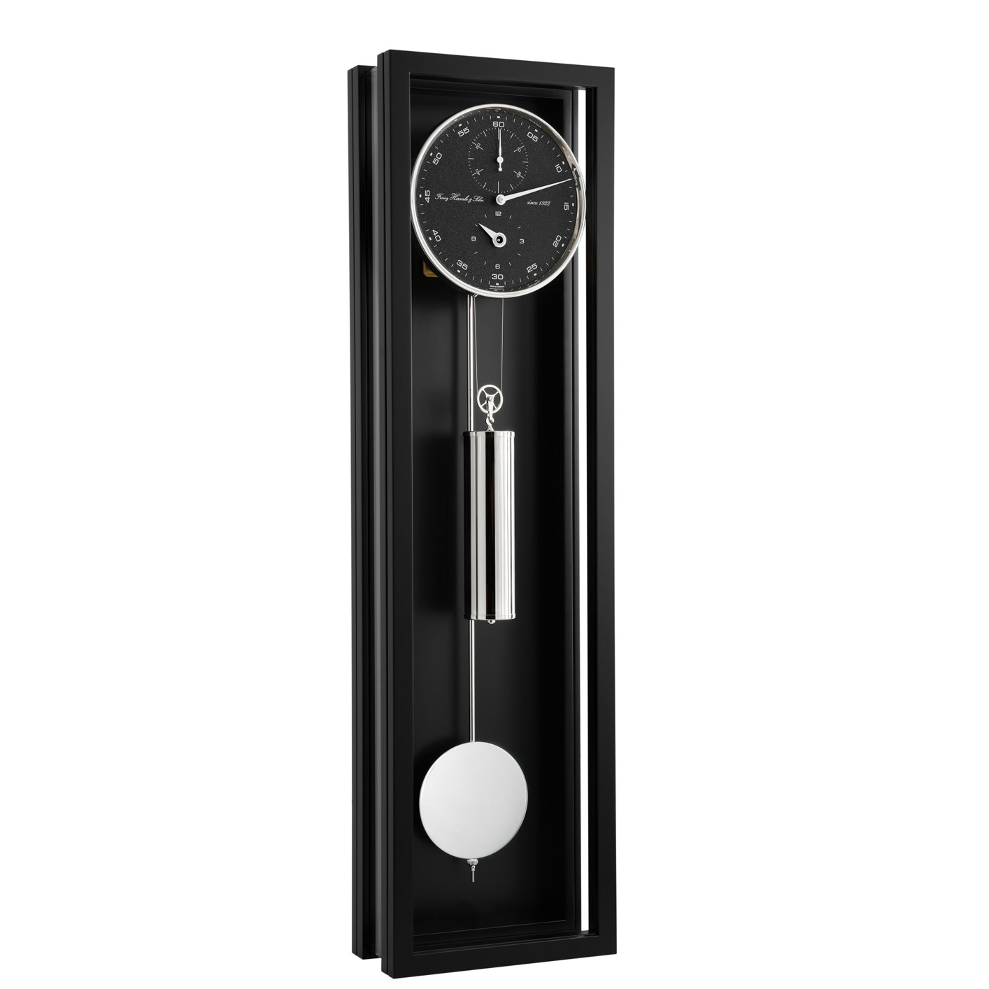 Emmett Black and Black Cable Driven Long Case Wall Clock by Hermle Hermle