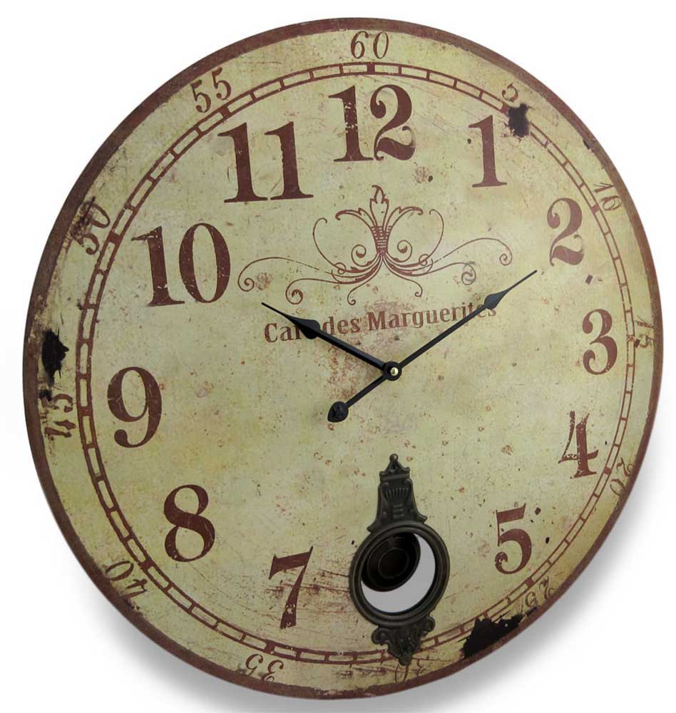 French Cafe Cream Wall Clock 23" Vintage & Antique