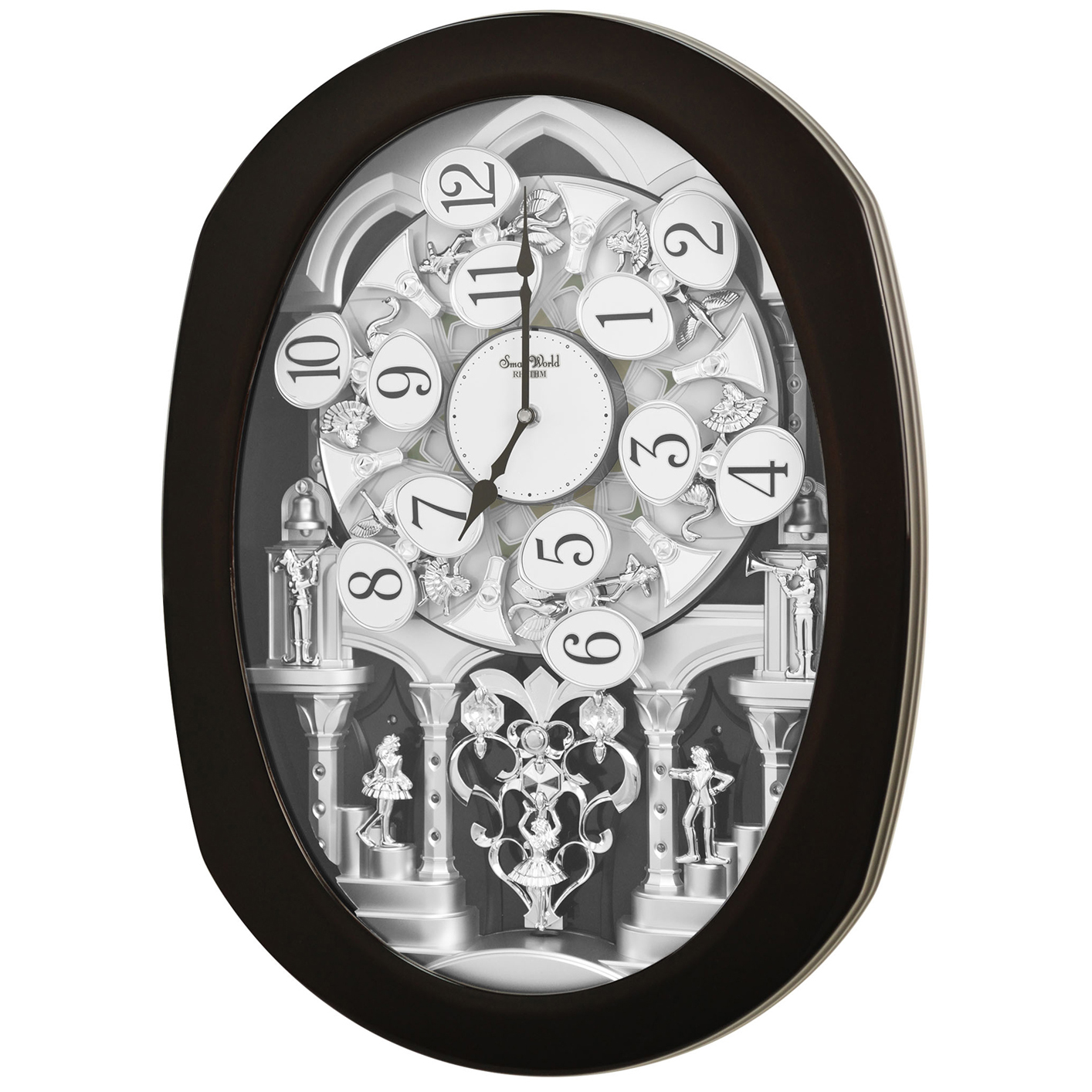 Grand Encore Espresso Musical Motion Wall Clock by Rhythm 500 and Up