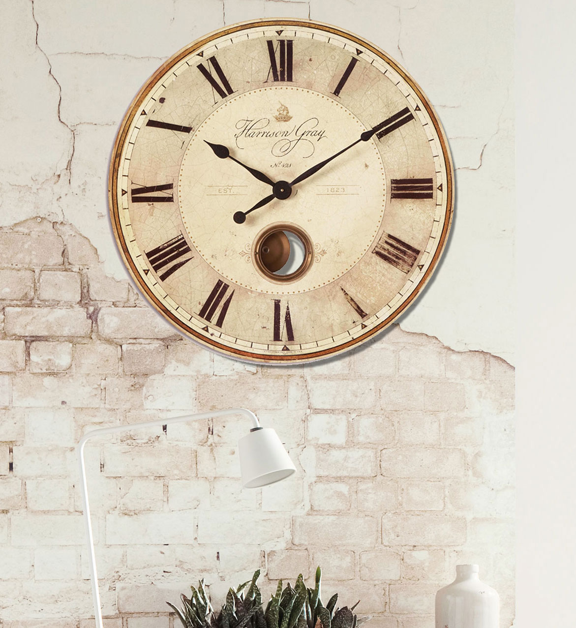 Harrison Gray Wall Clock 30" by Timeworks Vintage & Antique