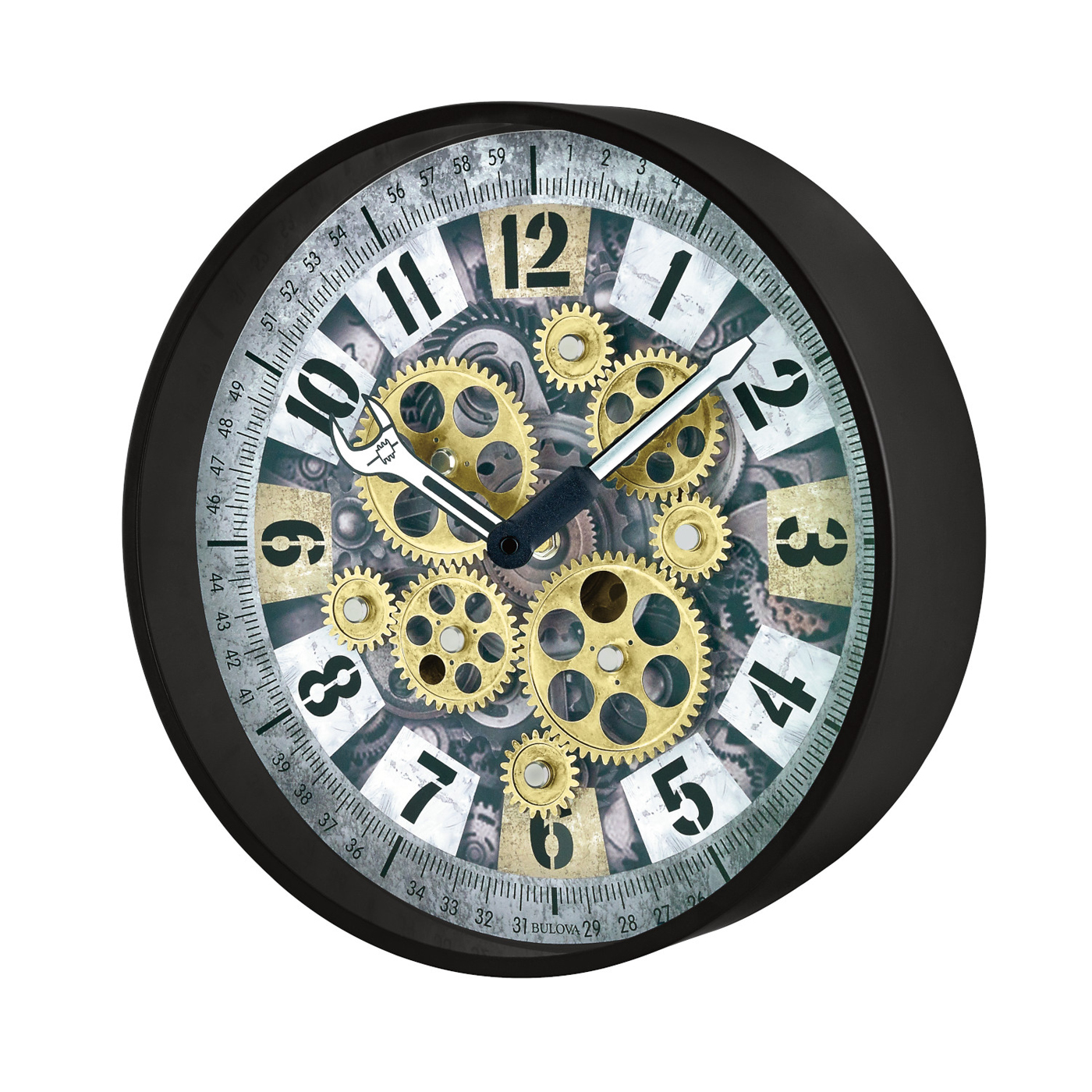 Mechanic Motion Wall Clock by Bulova 12" Clocks