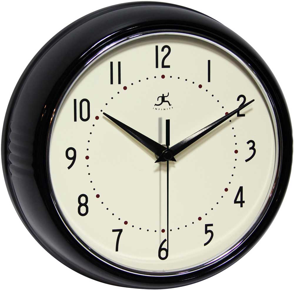 Retro Black Wall Clock by Infinity Instruments Under 100