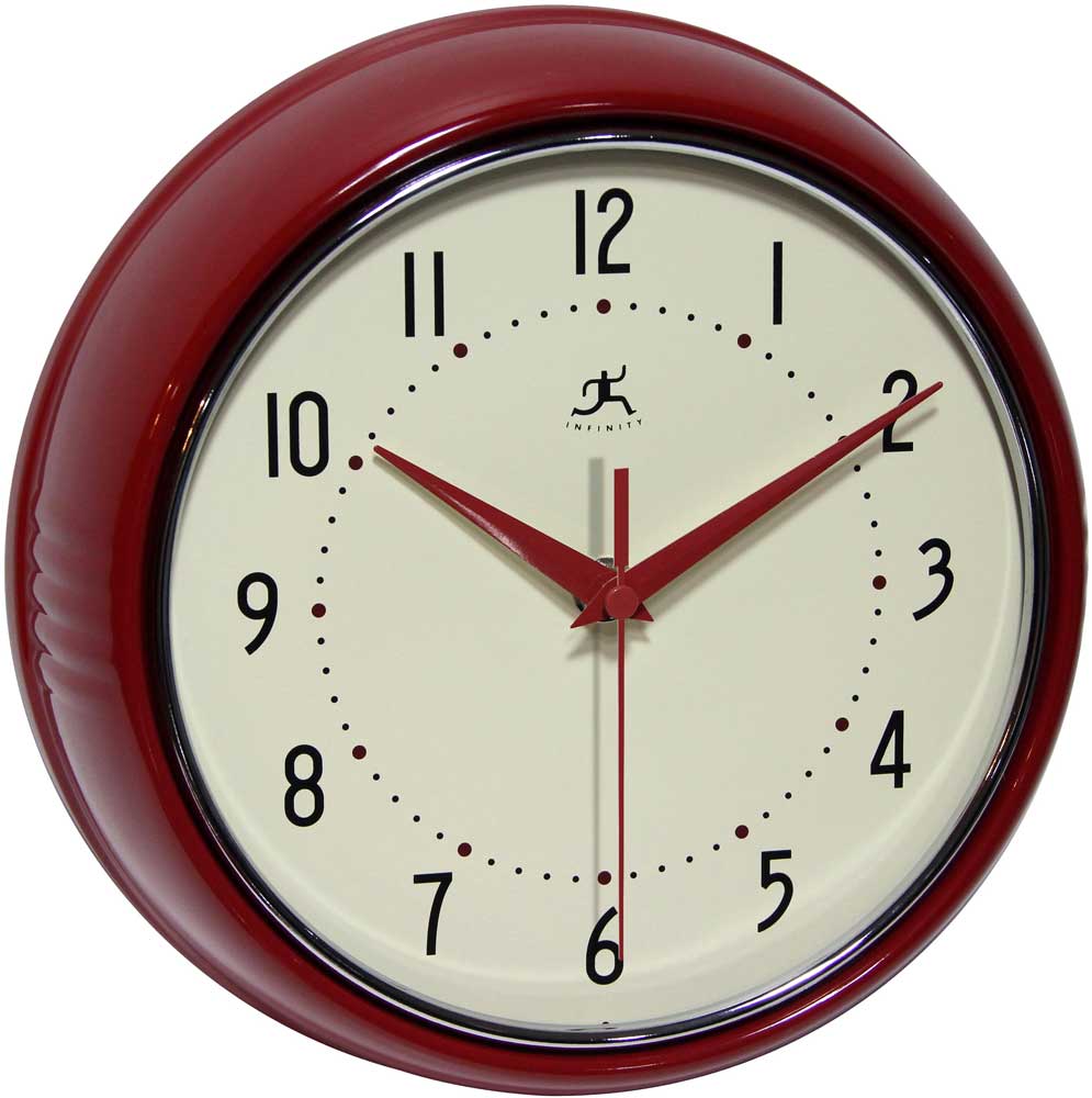 Retro Red Wall Clock by Infinity Instruments Metal Wall Clocks