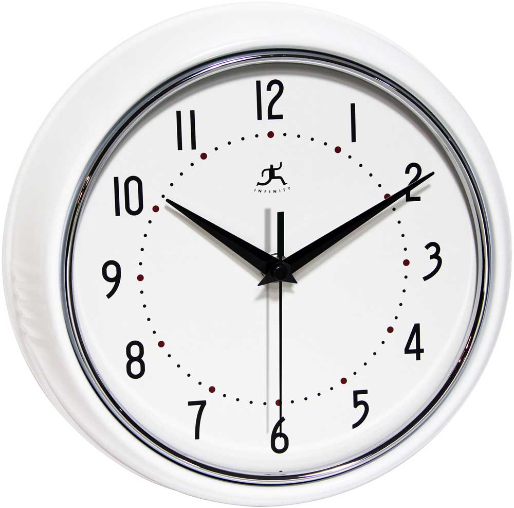 Retro White Wall Clock by Infinity Instruments Under 100