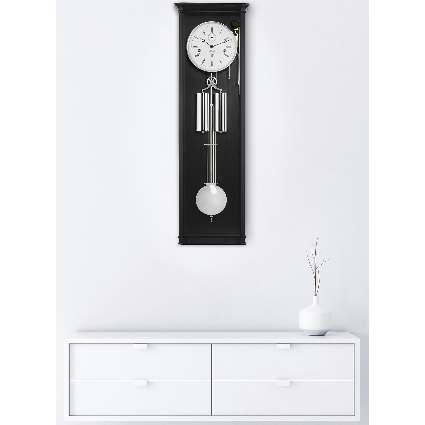 William Chiming Keywound Black Regulator Clock by Hermle Hermle