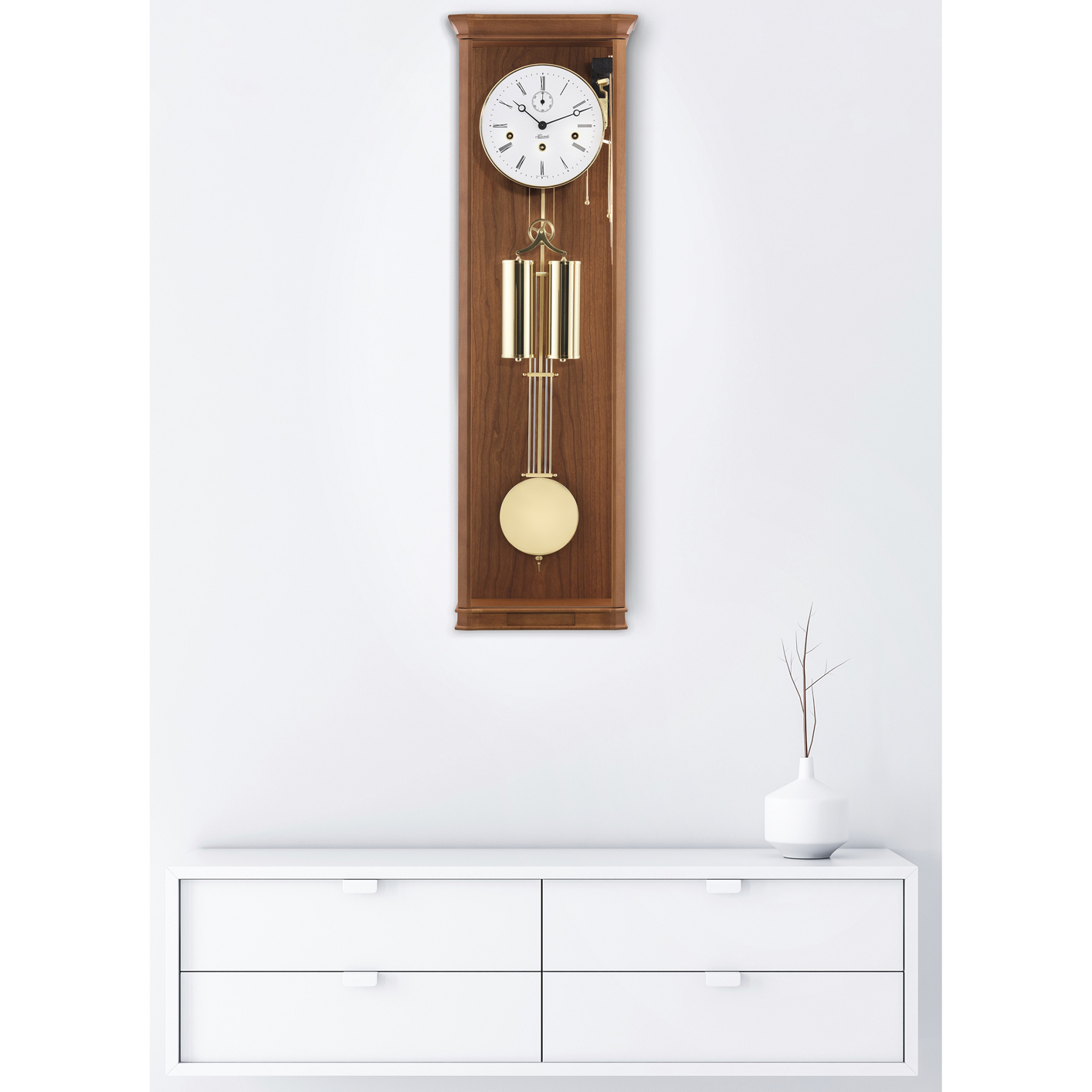 William Chiming Keywound Cherry Regulator Clock by Hermle Hermle