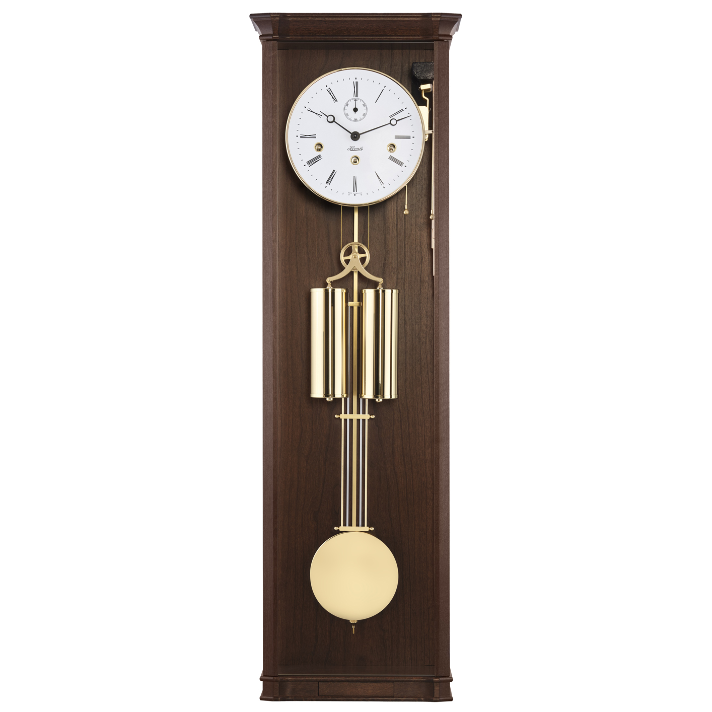 William Chiming Keywound Walnut Regulator Clock by Hermle Hermle