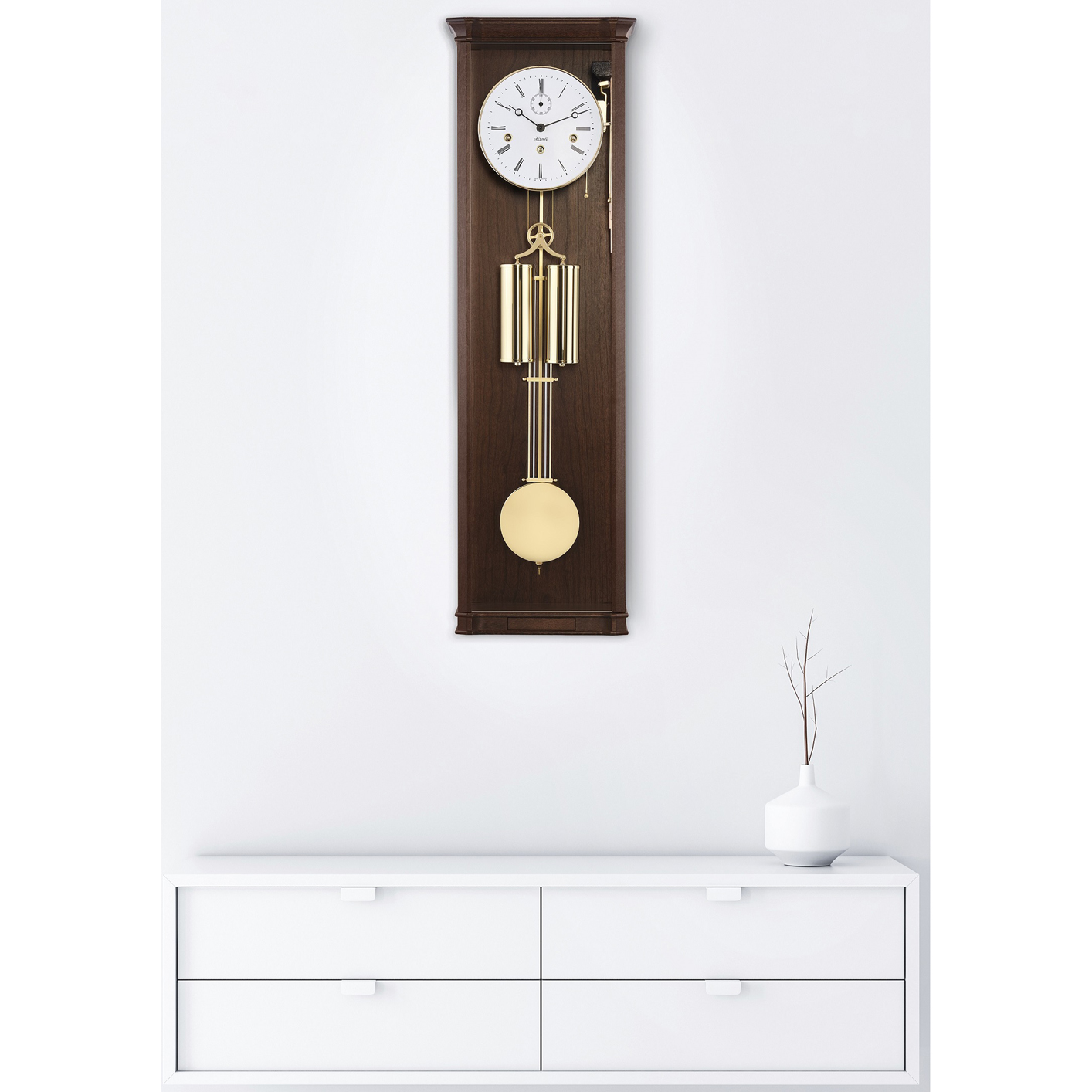 William Chiming Keywound Walnut Regulator Clock by Hermle Hermle