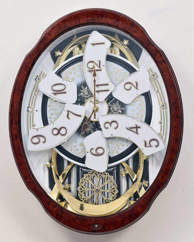 Woodgrain Marvelous Wall Clock by Rhythm Clocks Chiming Quartz Clocks