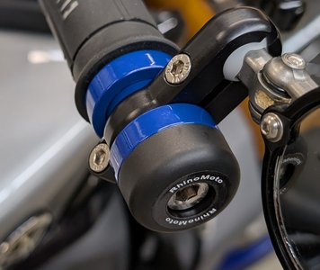 Yamaha MT-09 Bar end slider / mirror mounts now available in Team Yamaha Blue color
