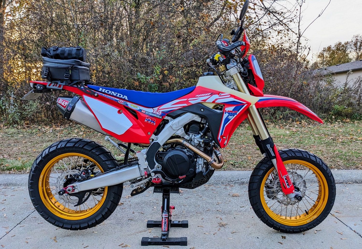 CRF450RL CRF450R CRF450X Honda OEM Seat w/ Retro Honda Blue Seat Cover
