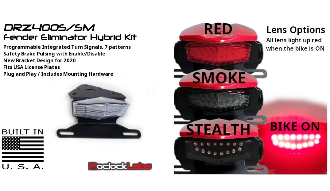 DRZ400S DRZ400SM 12oClockLabs Integrated Tail Light / Fender Eliminator Kit