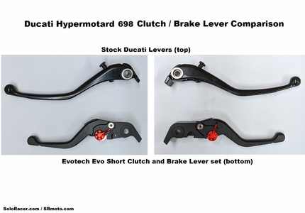 Ducati Hypermotard 698 Short Clutch and Brake Lever Set by Evotech Performance