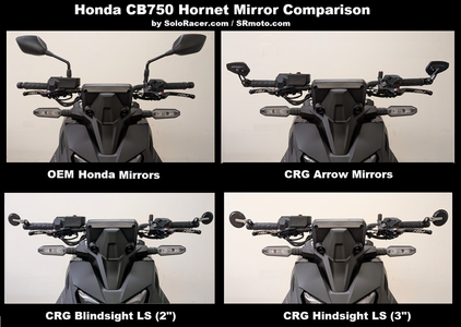 Honda CB750 Hornet - best aftermarket bar end mirrors and mounts from CRG and Rhino Moto