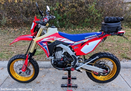 Honda CRF450RL Supermoto with Gold Warp 9 Supermoto Wheels