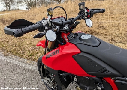 Hypermotard 698 Build Part 3 - Supermoto Mirrors, Domino Grips and a Handlebar Bag