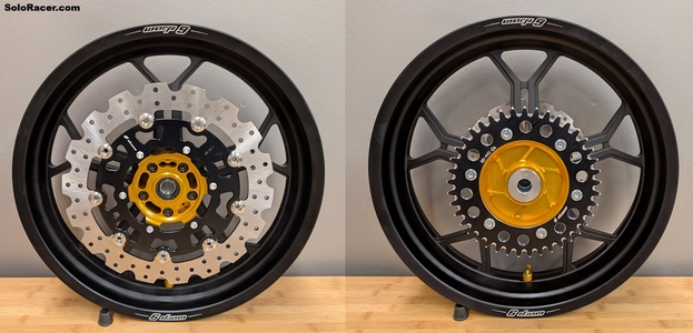 Suzuki DRZ400SM Warp 9 Forged Tubeless Supermoto Wheels, Matte Black Rims w/ Gold Hubs - IN STOCK !