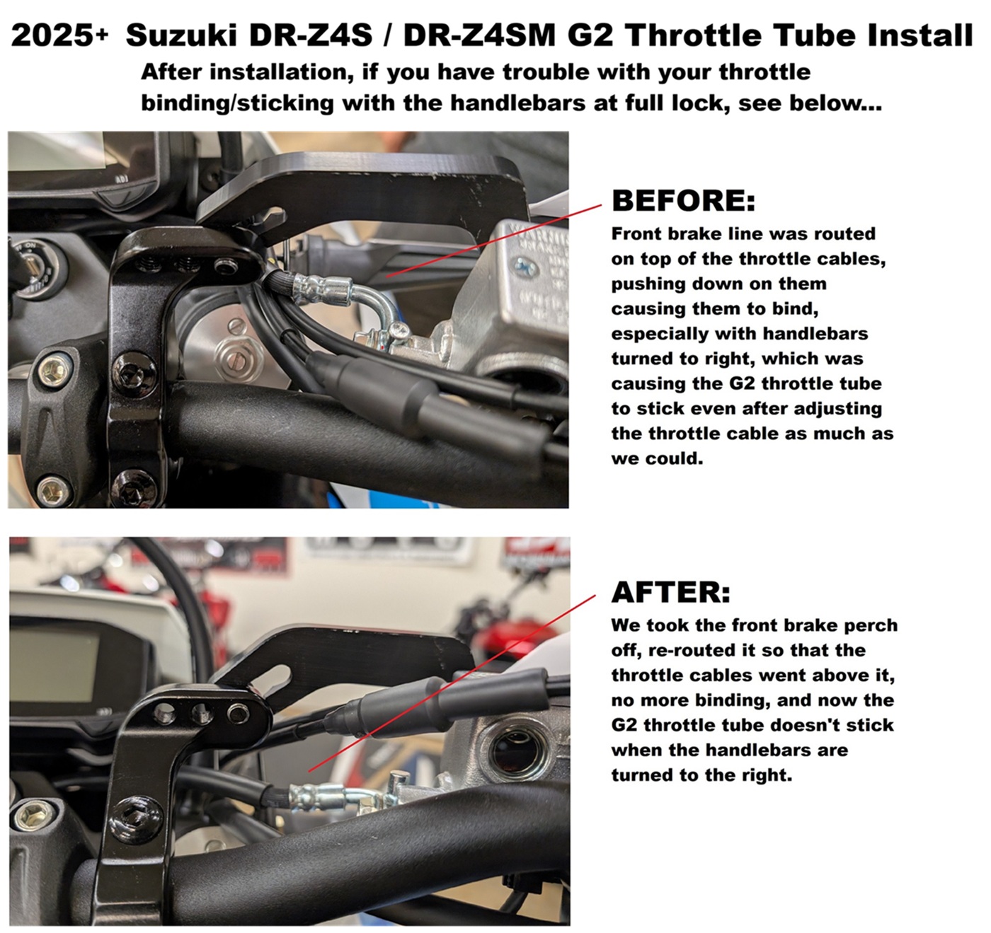Suzuki DRZ4SM / DRZ4SM front brake line and throttle cables Suzuki DRZ4SM / DRZ4SM front brake line and throttle cables