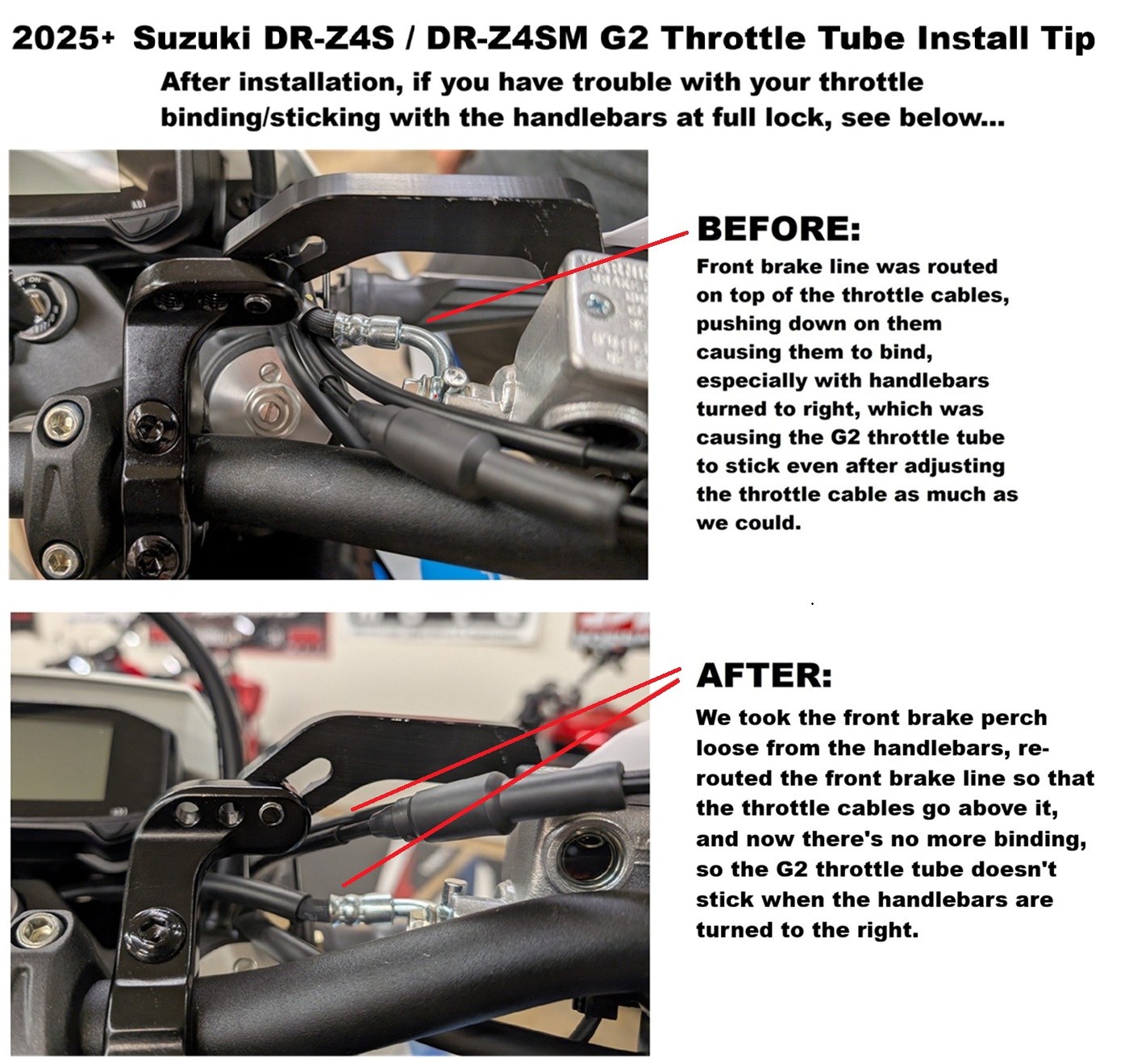 Suzuki DRZ4SM / DRZ4SM front brake line and throttle cables Suzuki DRZ4SM / DRZ4SM front brake line and throttle cables