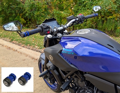 Yamaha MT-07 Bar end slider / mirror mounts now available in Team Yamaha Blue color