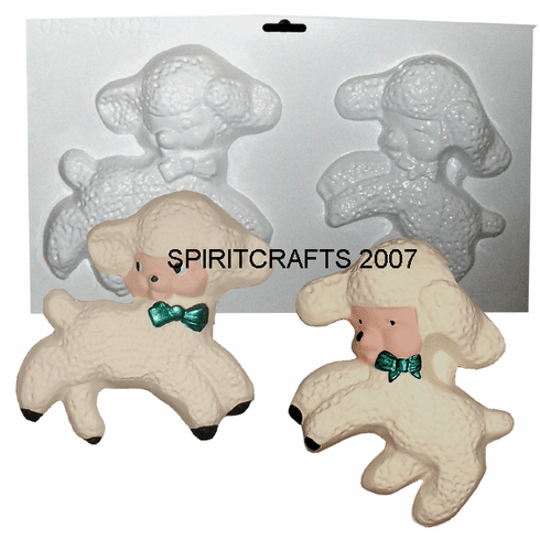 2 ON 1 LAMBS <br>PLASTER OF PARIS <br>MOLD (6" x 7")