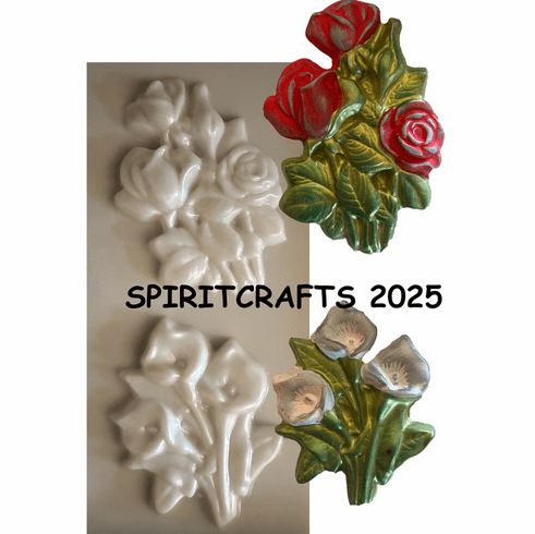2 ON1 FLOWER <br> ROSE CALLA LILLY <BR> PLASTER MOLD