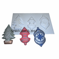 3 ON 1 CHRISTMAS TREE AND ORNAMENTS PLASTER MOLD