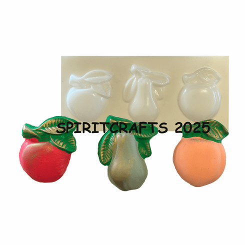 3 ON 1 FRUIT <BR>PLASTER MOLD<BR>APPLE PEAR PEACH
