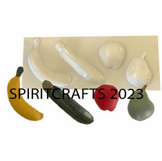 4 on 1 FRUIT AND <BR>VEGETABLE PLASTER <BR>MOLD - APPLE, PEAR,<BR> BANANA, ZUCCHINI