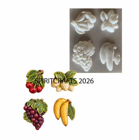 4 ON 1 FRUIT PLASTER MOLD - GRAPE, CHERRY, STRAWBERRY, BANANA