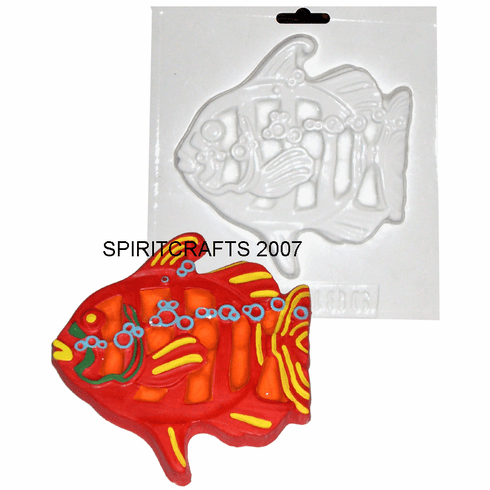 ABSTRACT FISH WITH BUBBLES PLASTER MOLD (5.5" x 5.75")