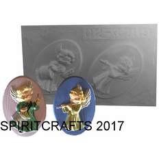 ANGEL OVAL PLASTER MOLD, 2 ON 1 <br> (3" x 3.25")