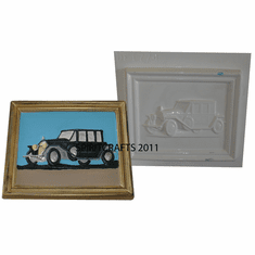ANTIQUE CAR PLAQUE PLASTER MOLD  - LUXURY SEDAN (8.5" x 7")