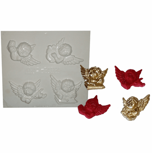 ASSORTED CHERUB <br> PLASTER MOLD, 4 ON 1