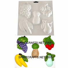 ASSORTED FRUITS PLASTER CRAFT MOLD, 5 ON 1 