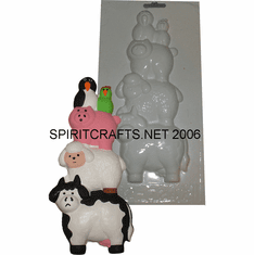 BARNYARD ANIMALS <br>TOTEM PLASTER <br>MOLD (9" HT)