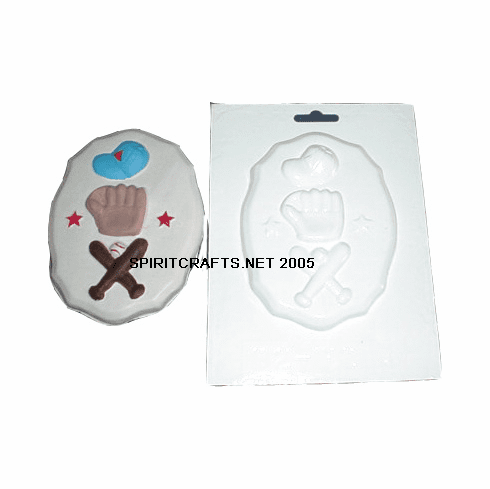 BASEBALL PLAQUE PLASTER MOLD (4 x 5.25")