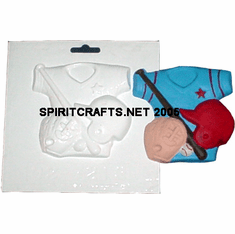 BASEBALL SHIRT & STUFF PLASTER MOLD (4")