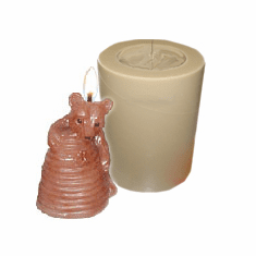 BEAR AND BEEHIVE POLYURETHANE CANDLE MOLD (2.75" HT)