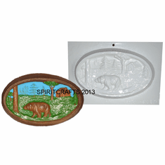 BEAR WITH CABIN<br> PLASTER MOLD<br> (9" x 5.5")