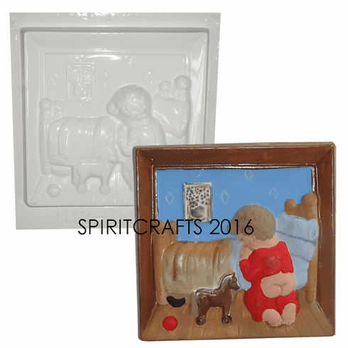 BOY PRAYING AT BEDSIDE PLASTER MOLD (6" X 6")