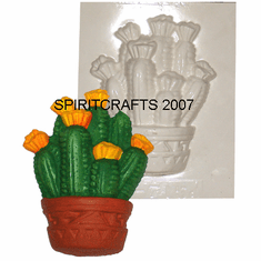 CACTUS IN FLOWER POT PLASTER MOLD (5" x 6.5")