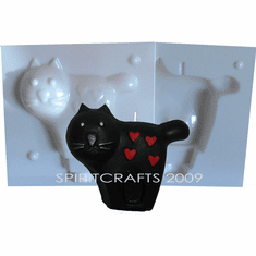 CAT WITH HEARTS<br>CANDLE MAKING MOLD<br> (3.5" HT, 5.5 oz)