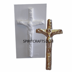 CATHOLIC "IN RI" CRUCIFIX PLASTER MOLD (12.25" x 6")